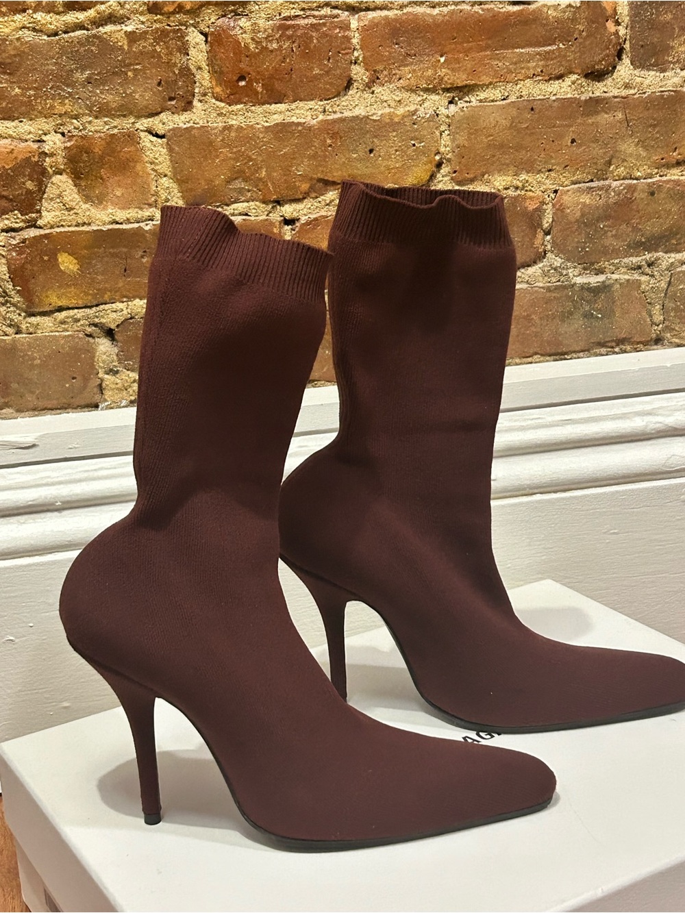Balenciaga Burgundy Sock Boots